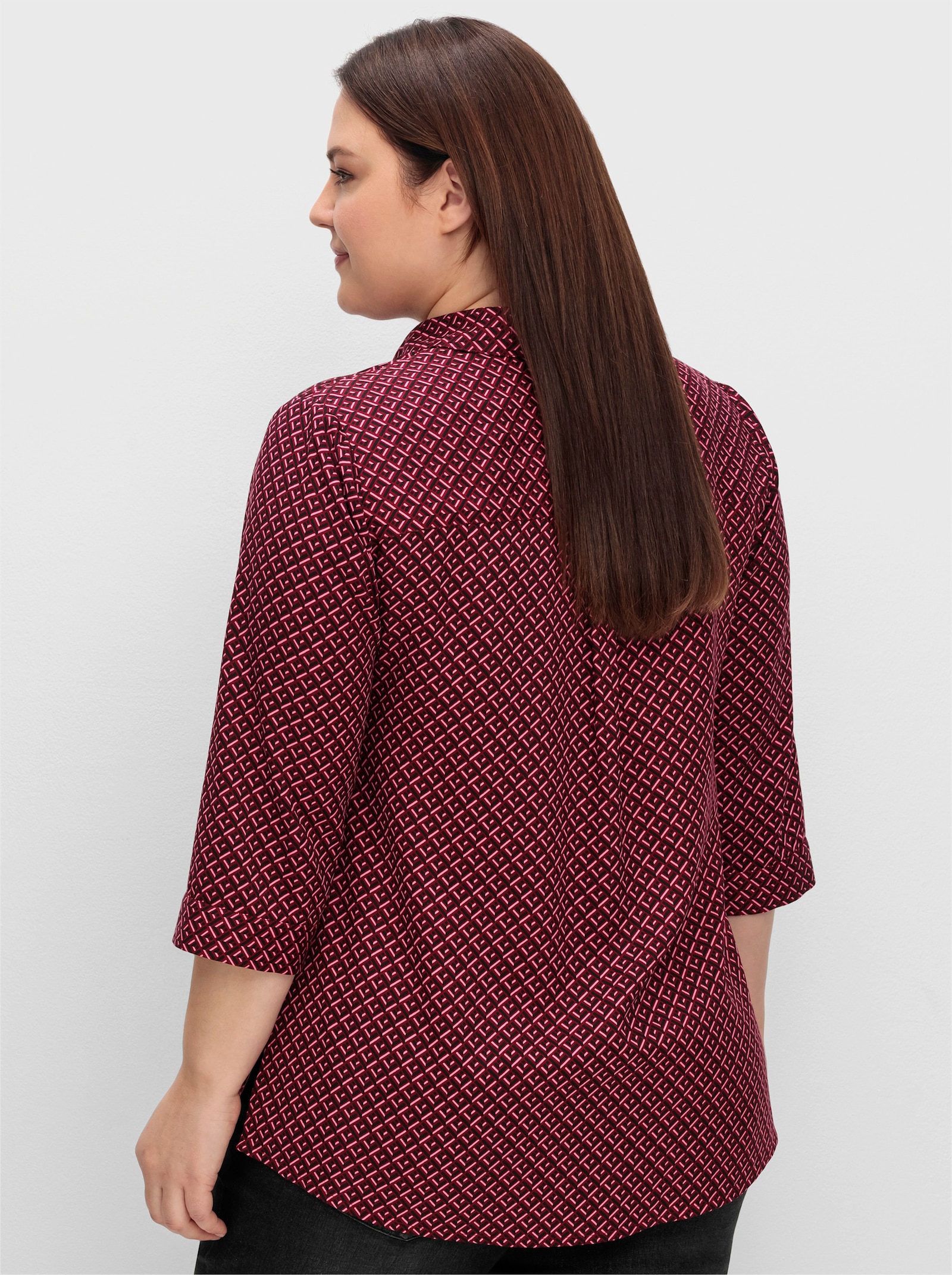 sheego Tunika mit grafischem Alloverprint - weinrot-gemustert