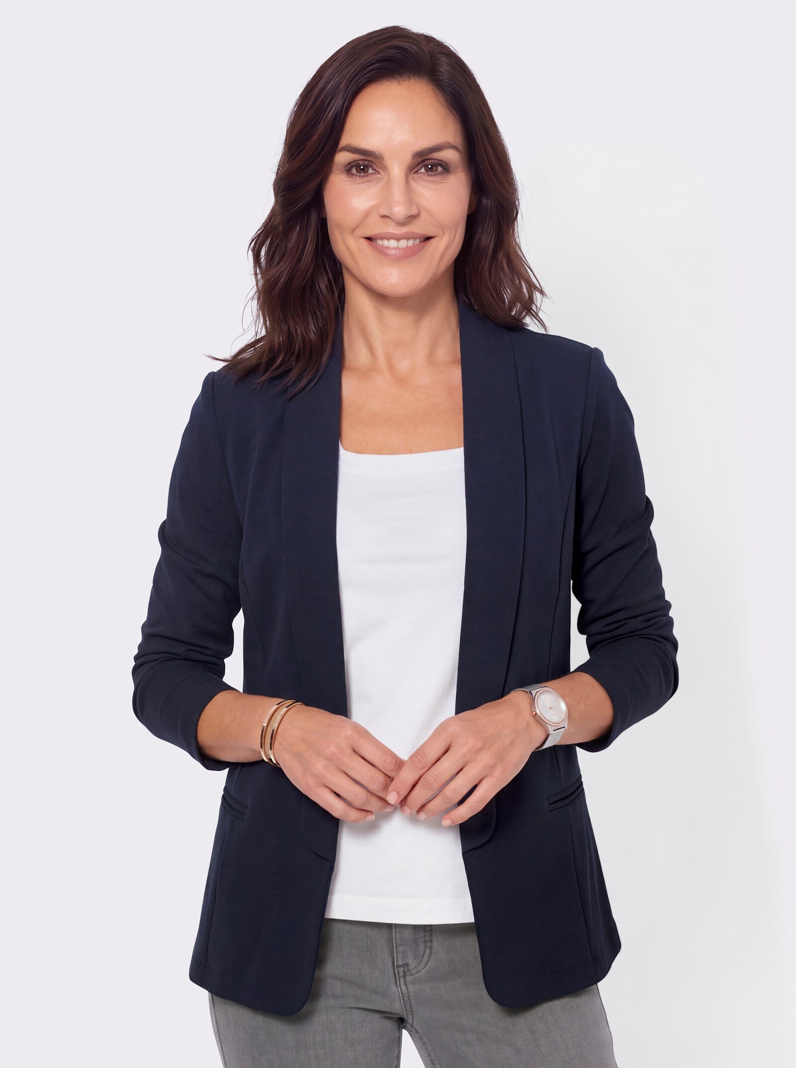 Jerseyblazer in Interlock-Qualität - marine
