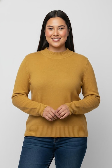 Stehkragenpullover mit Baumwolle - maisgelb