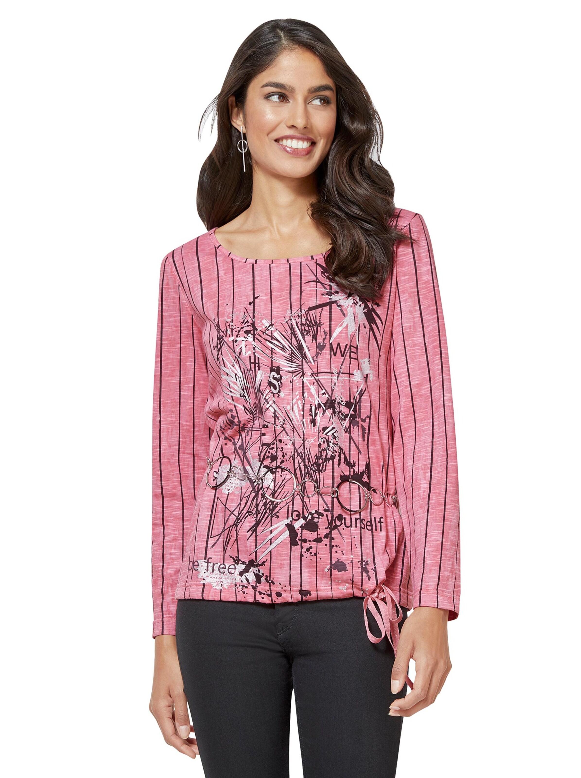 Shirt - koralle-grau-bedruckt