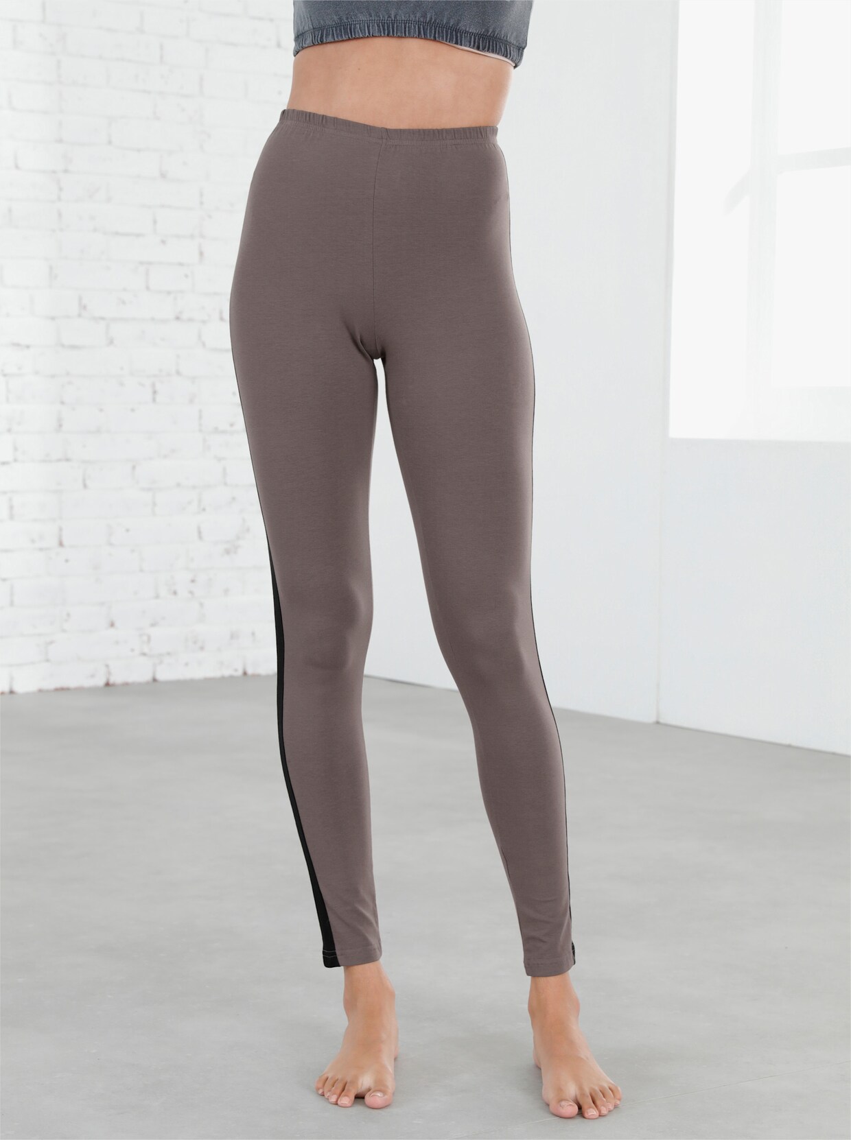 Legging - zwart + donkertaupe