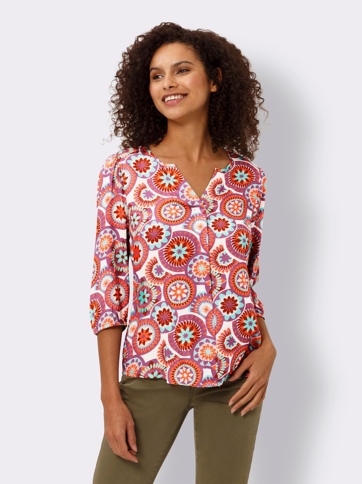 heine Blouse met print - oranje/blauwgroen bedrukt
