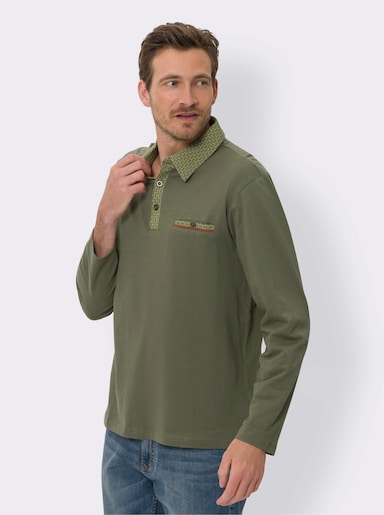 Langarm-Poloshirt - khaki