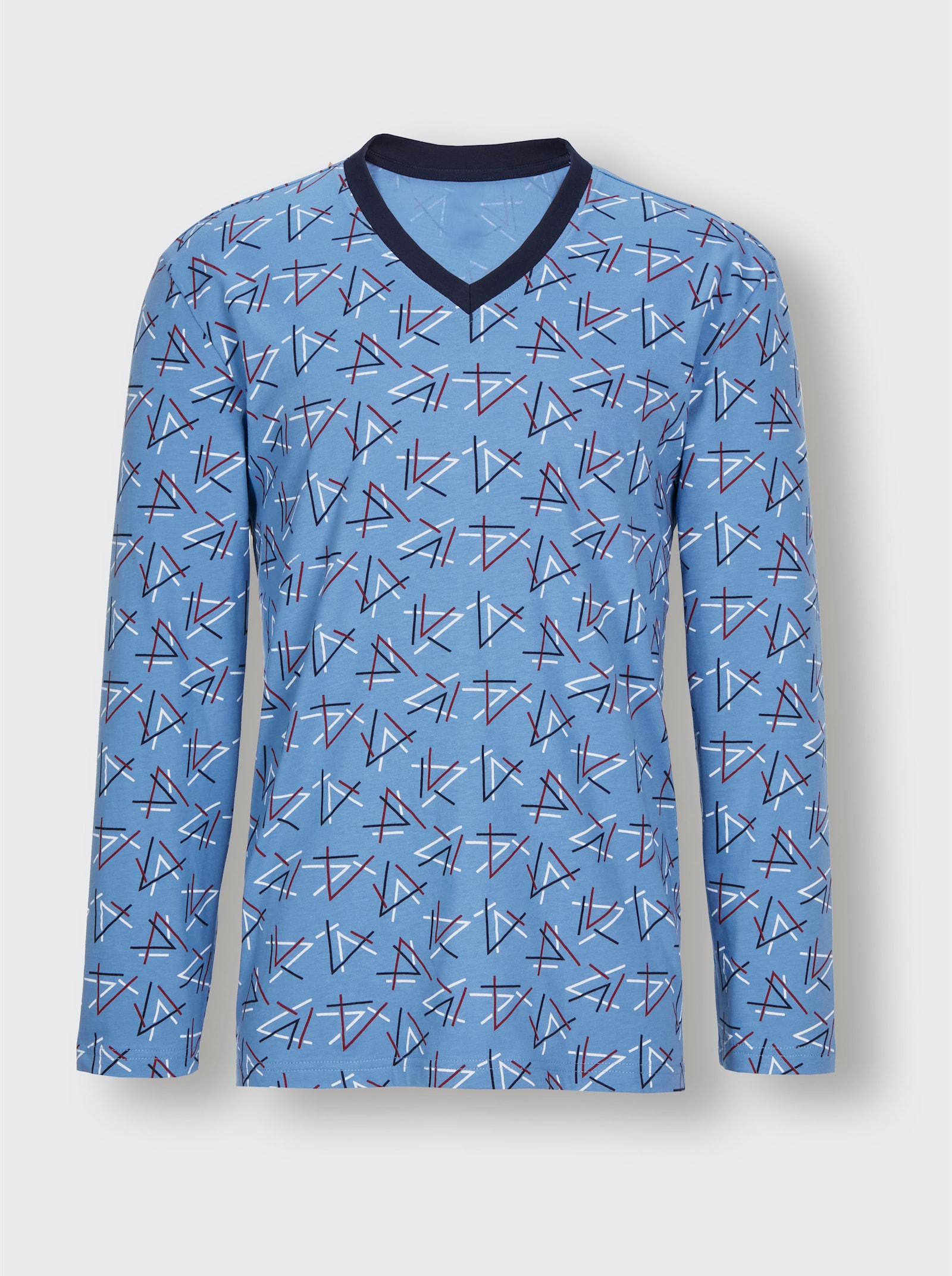 wäschepur men Schlafanzug - mittelblau-marine-bedruckt