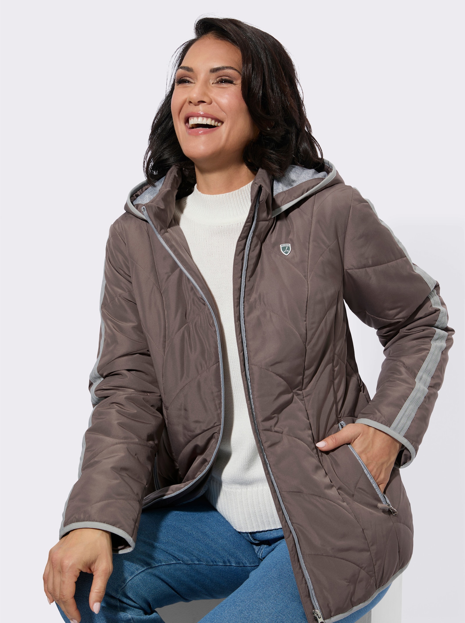 Steppjacke mit Innentasche - dunkeltaupe