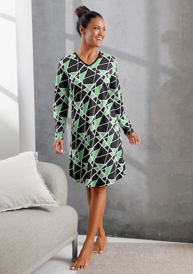 wäschepur Sleepshirt mit Grafik-Print - apfel-schwarz-bedruckt