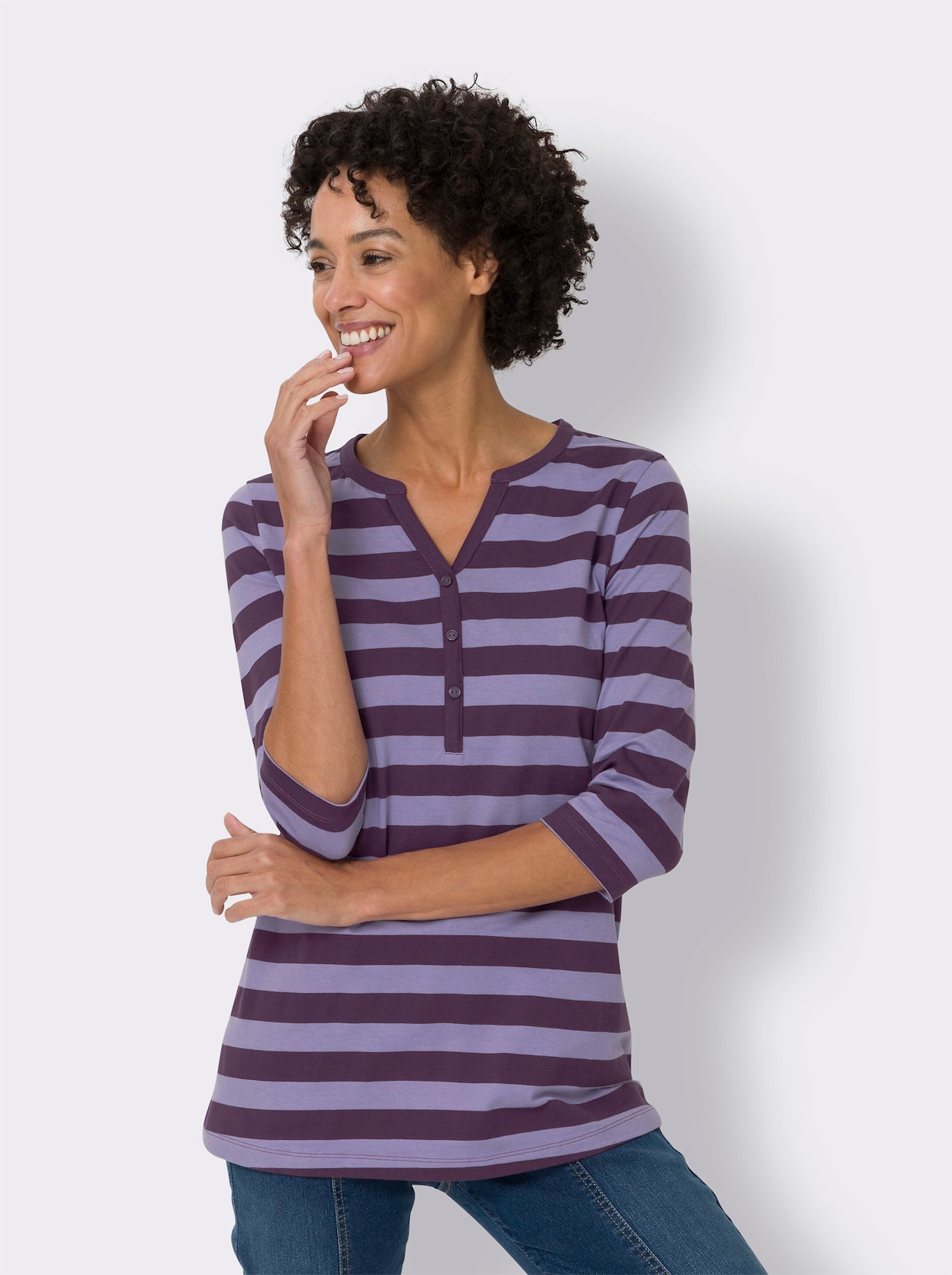 Longshirt - traube-lavendel-geringelt