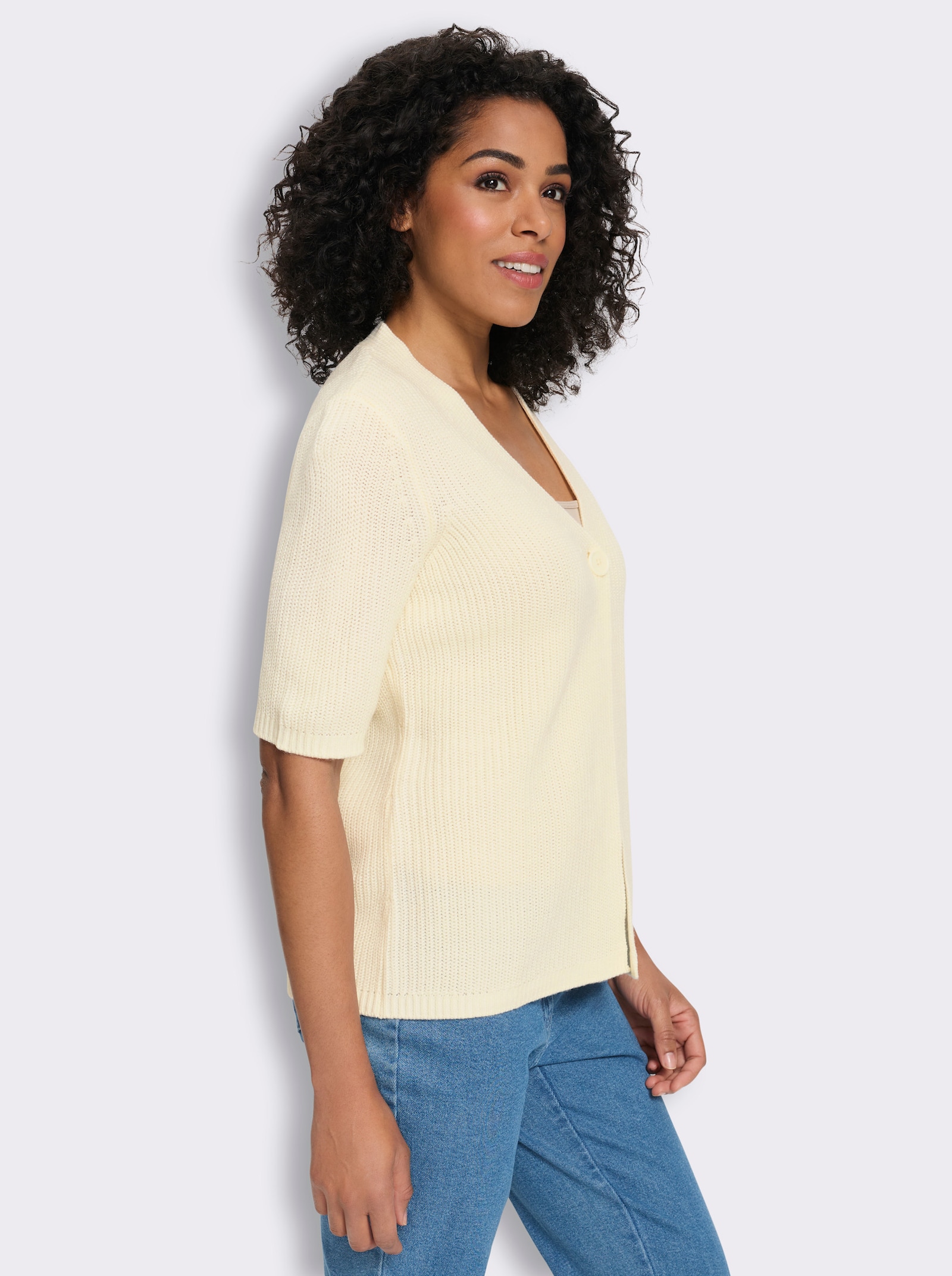 Cardigan met V-hals - ecru