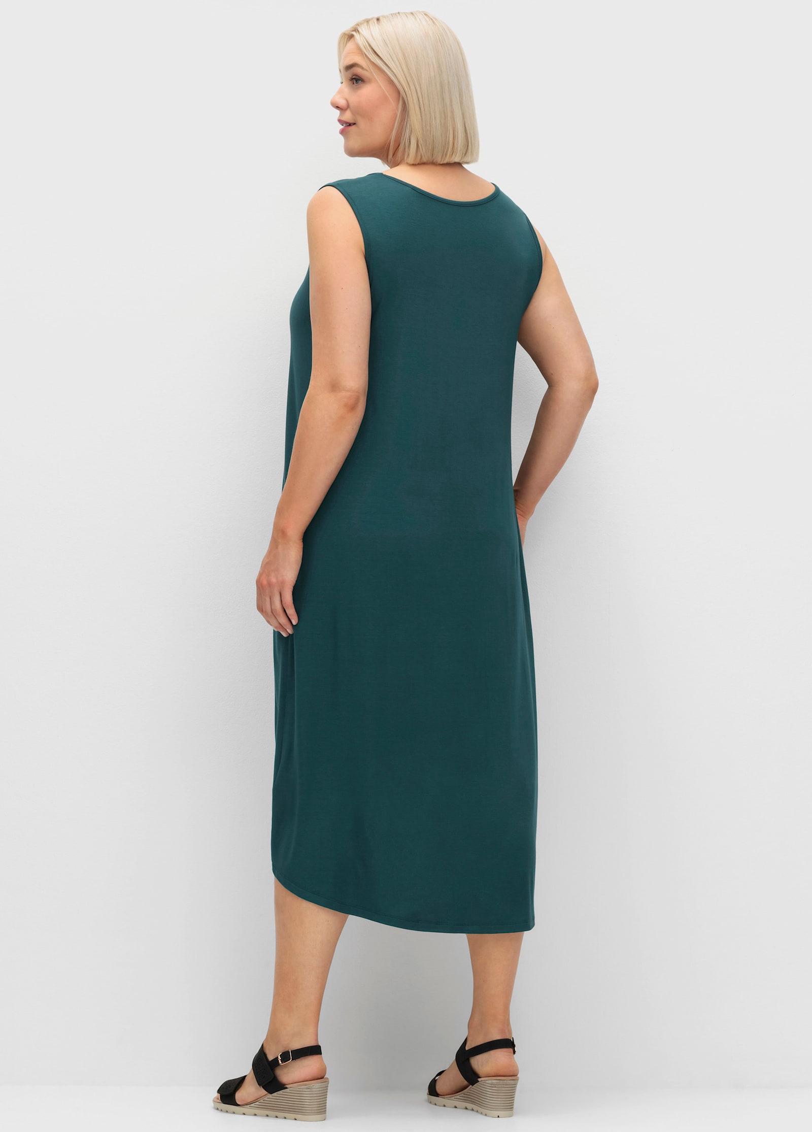 sheego Strandkleid mit Vokuhila-Saum - petrol