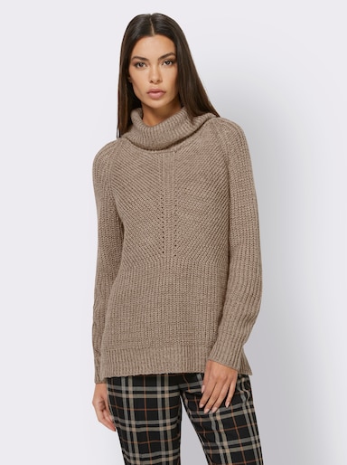 heine Rollkragenpullover mit aufwendigem Strickmuster - beige-champagner-meliert