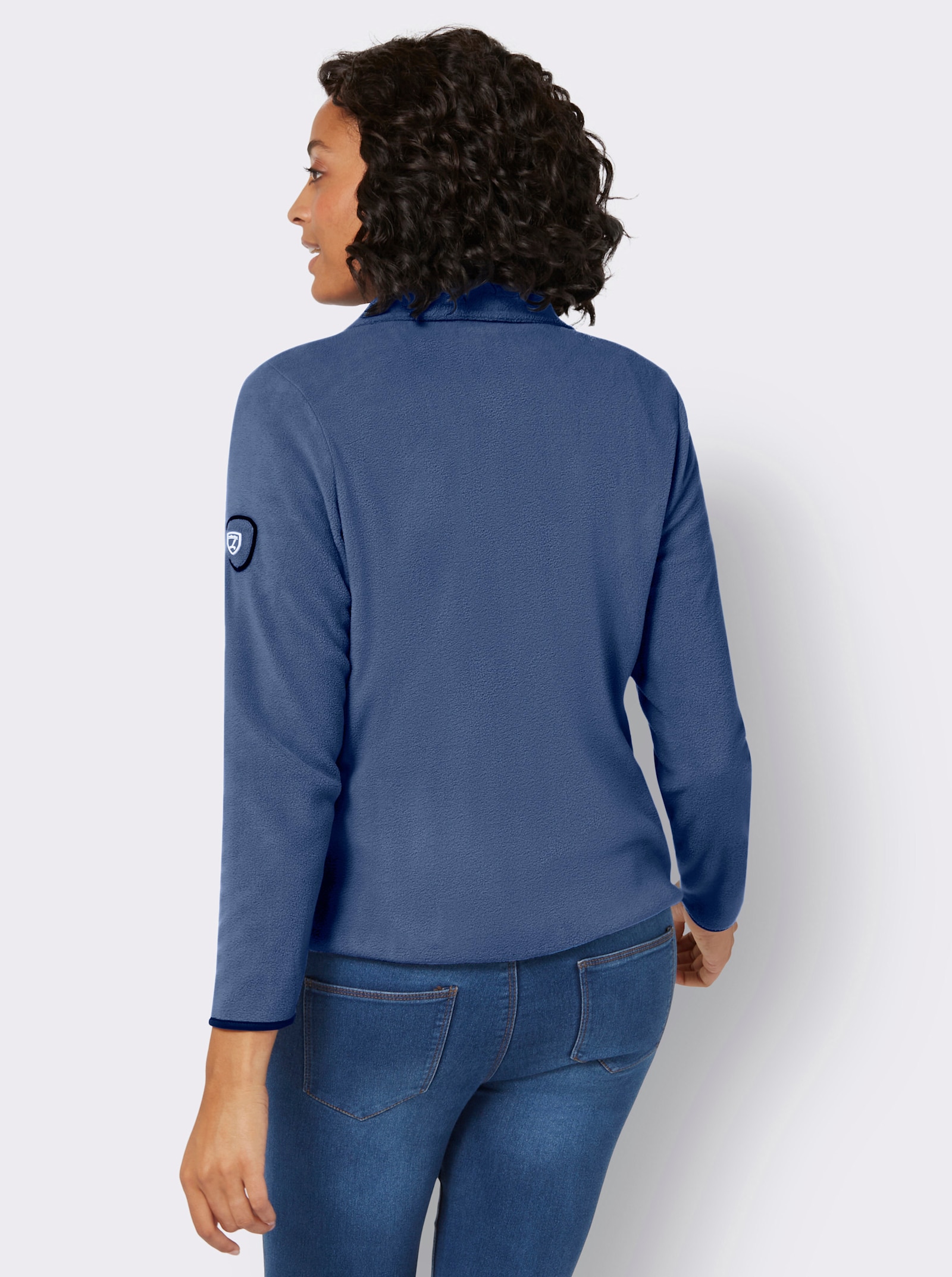 Fleecejacke mit Stickerei - jeansblau