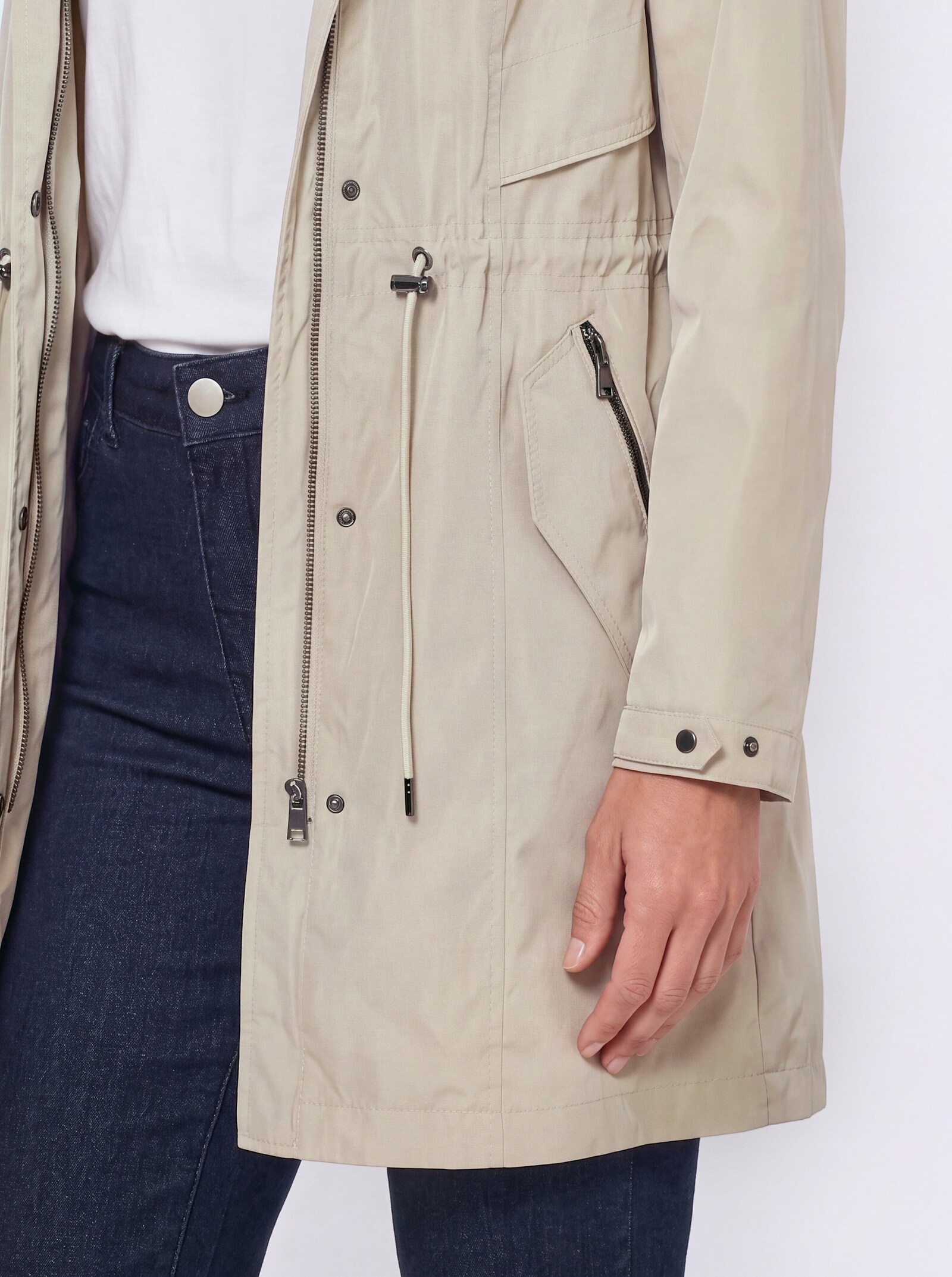 Longjacke mit 2-Wege-Reißverschluss - sand