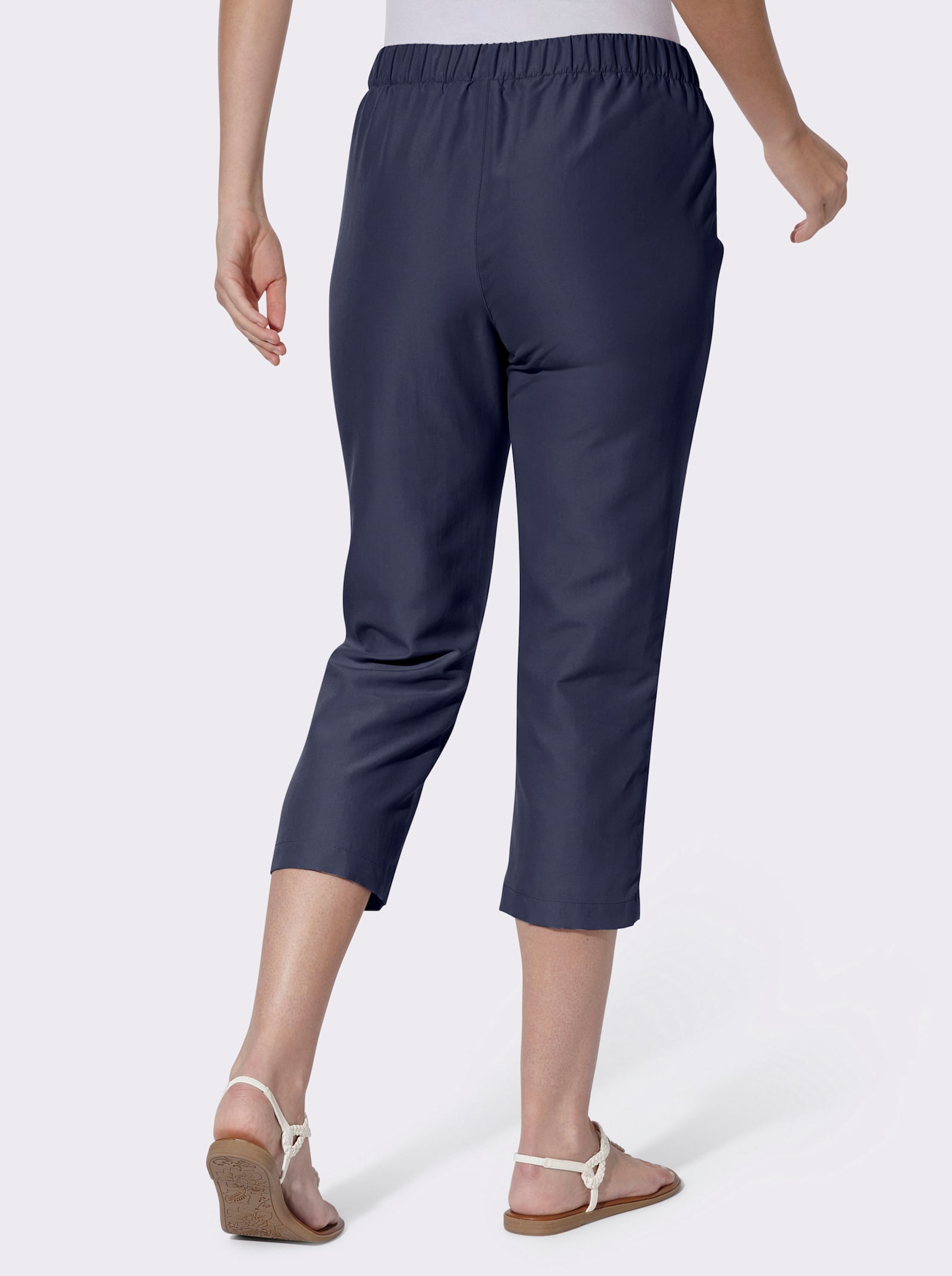 3/4-broek van microgaren, borduursel - marine