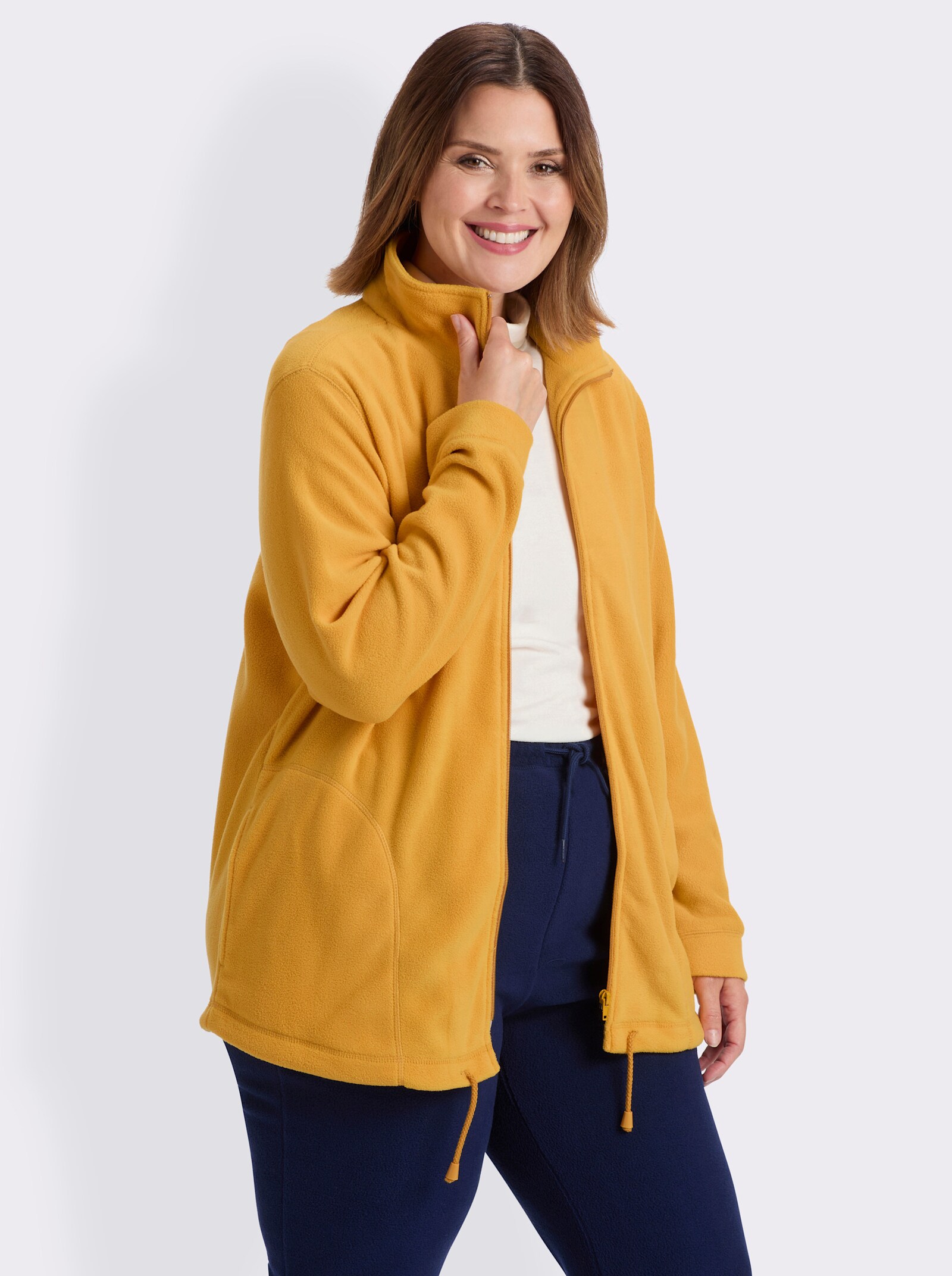 Fleecejacke Kordeldurchzug am Saum - bernstein