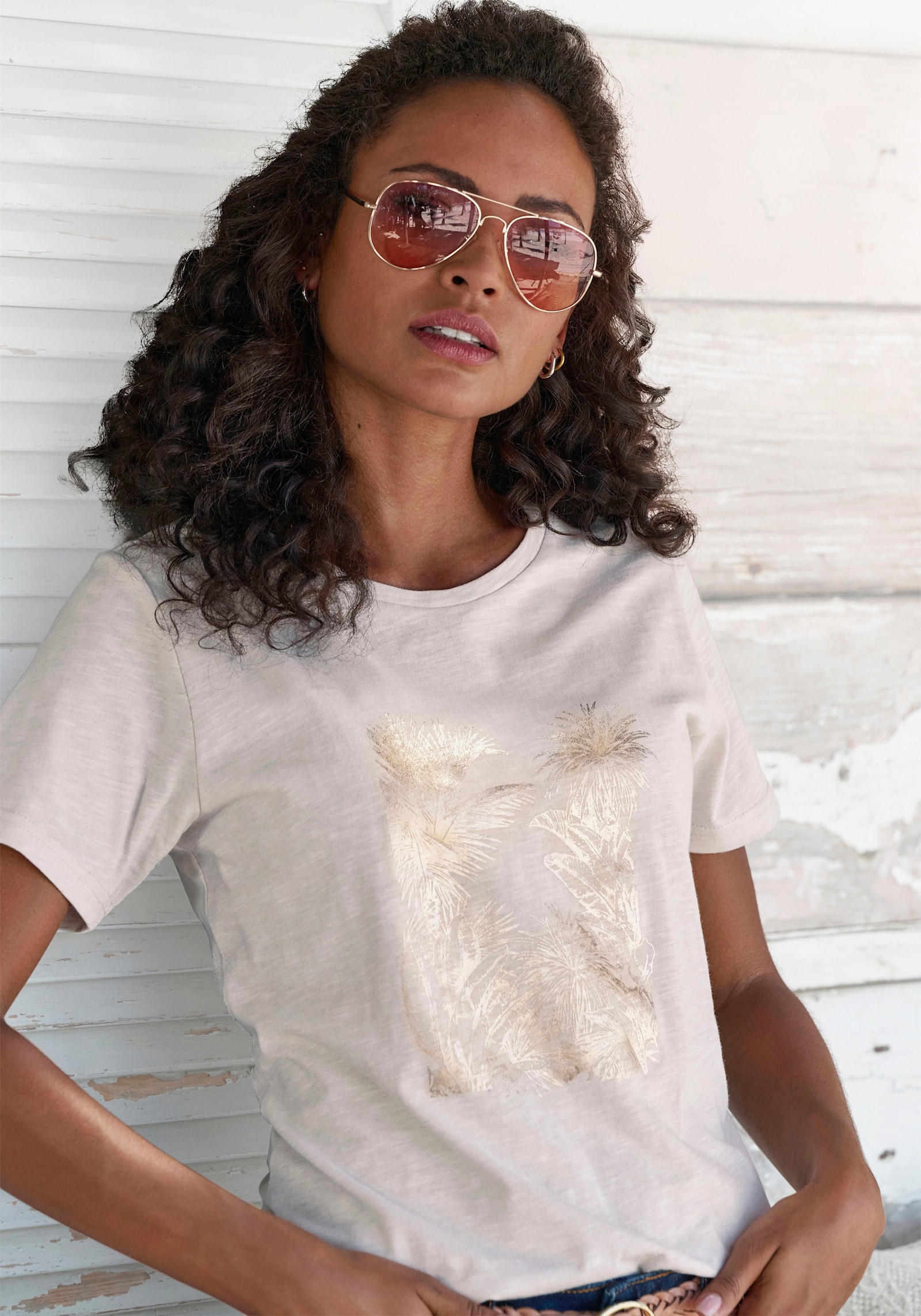 Vivance T-Shirt - beige, schwarz