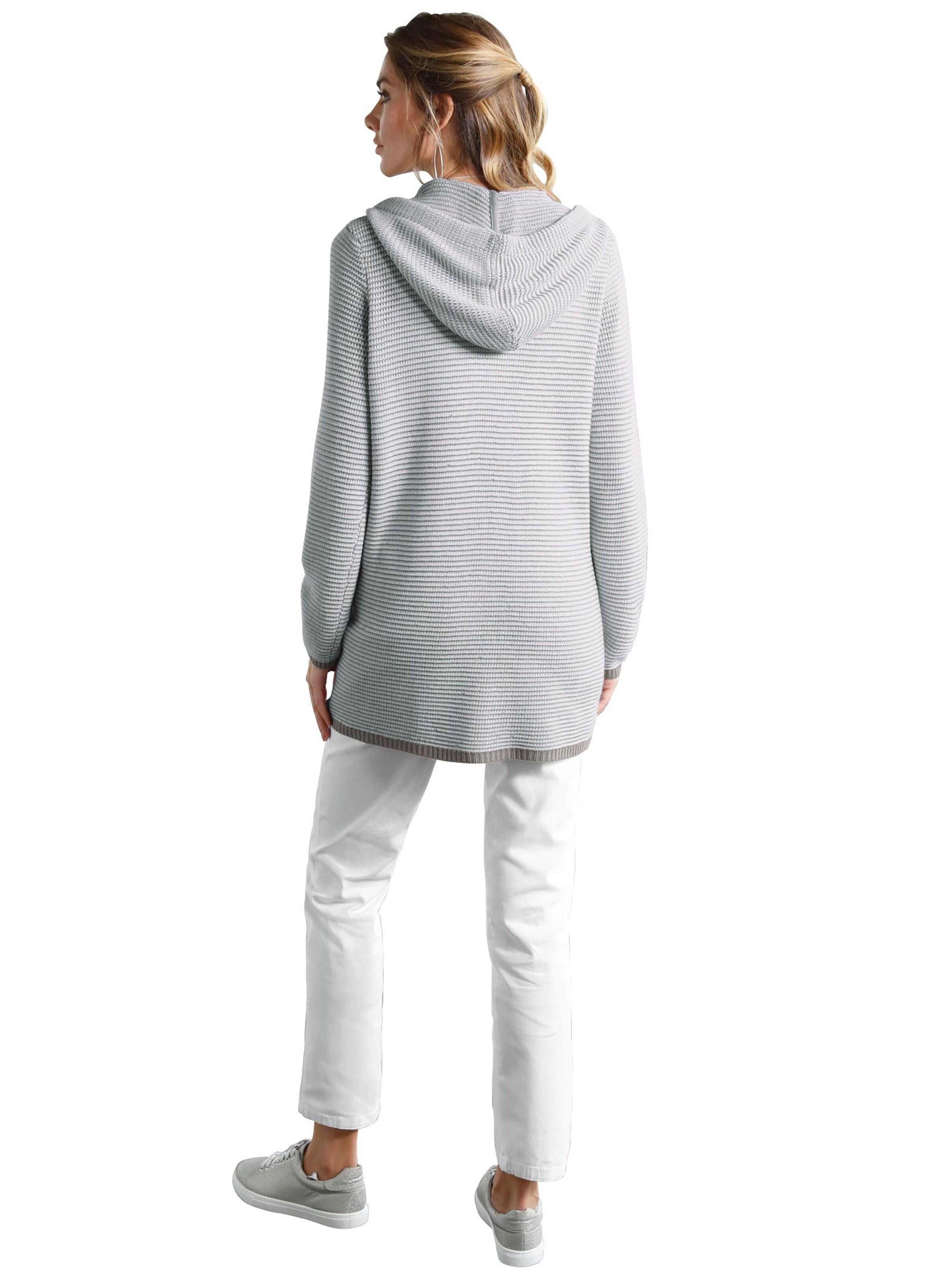 Strickjacke - grau-geringelt