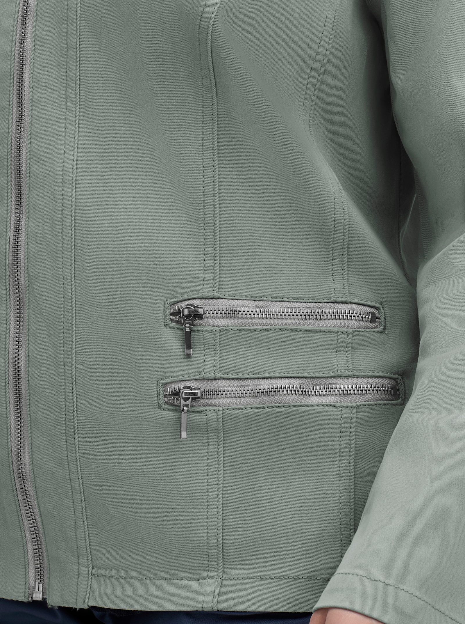 Jeansblazer mit Zier-Reißverschlüssen - schilf