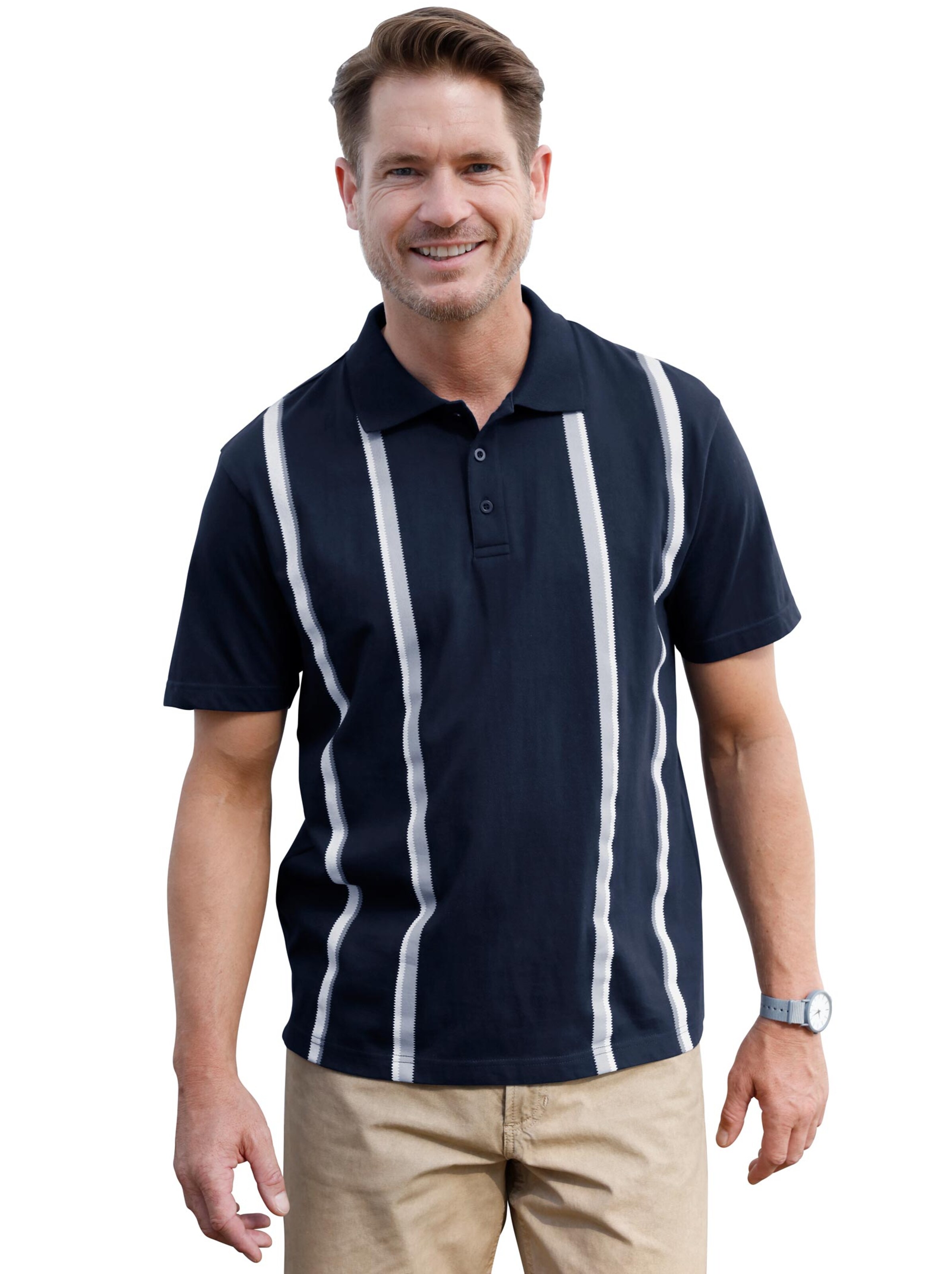 Poloshirt - marine-gestreift