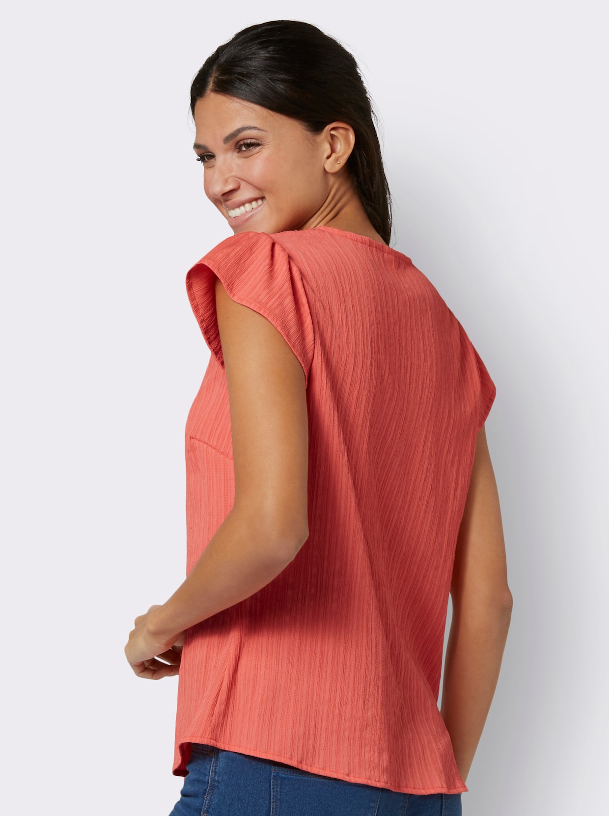 Blouse met korte mouwen - grapefruit