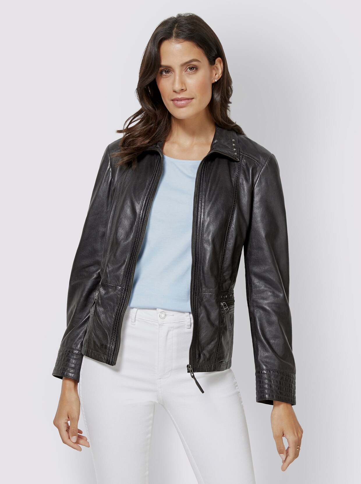 Veste en cuir - gris foncé