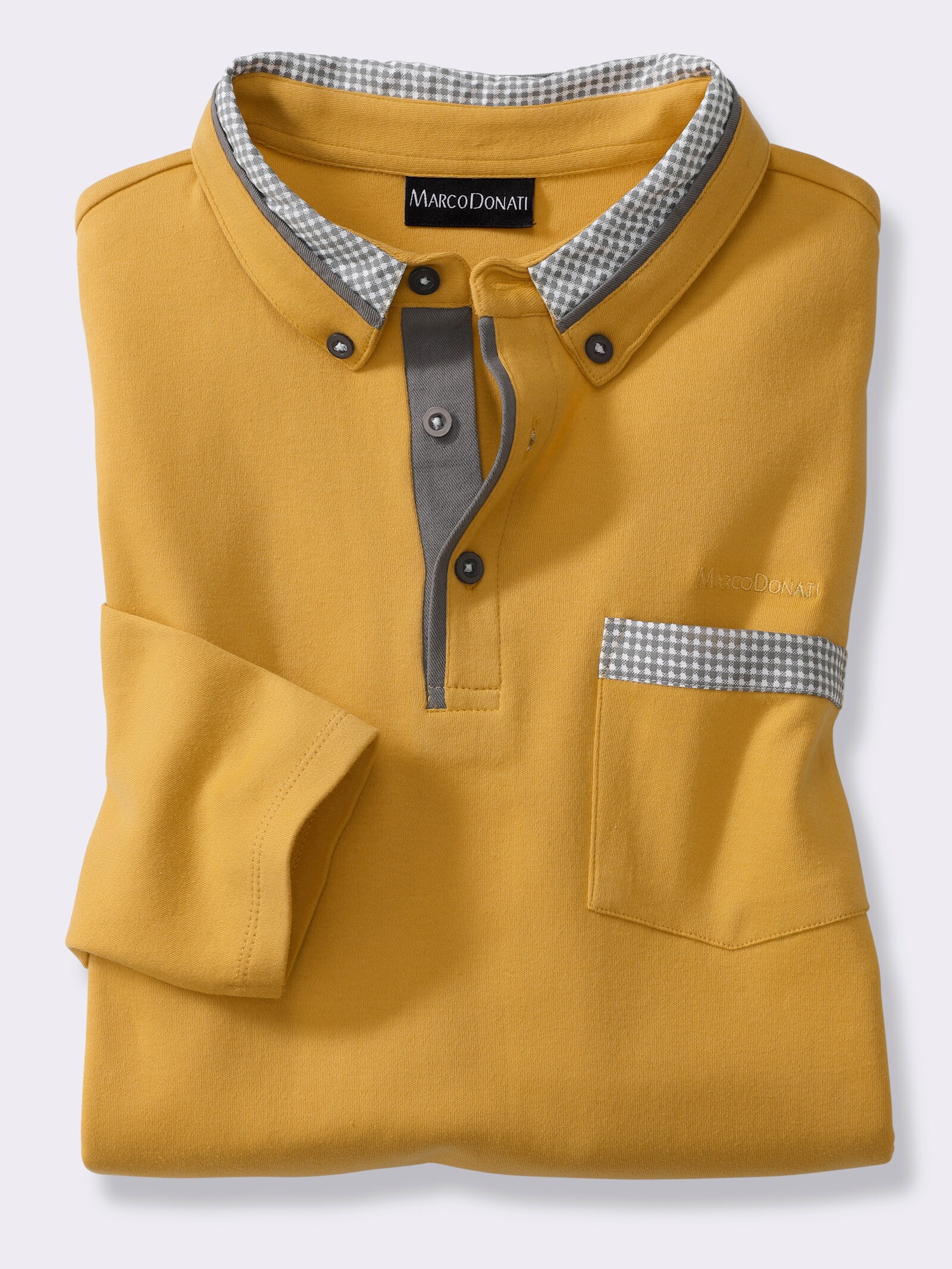 Marco Donati Langarmshirt mit Button-Down-Kragen - ocker