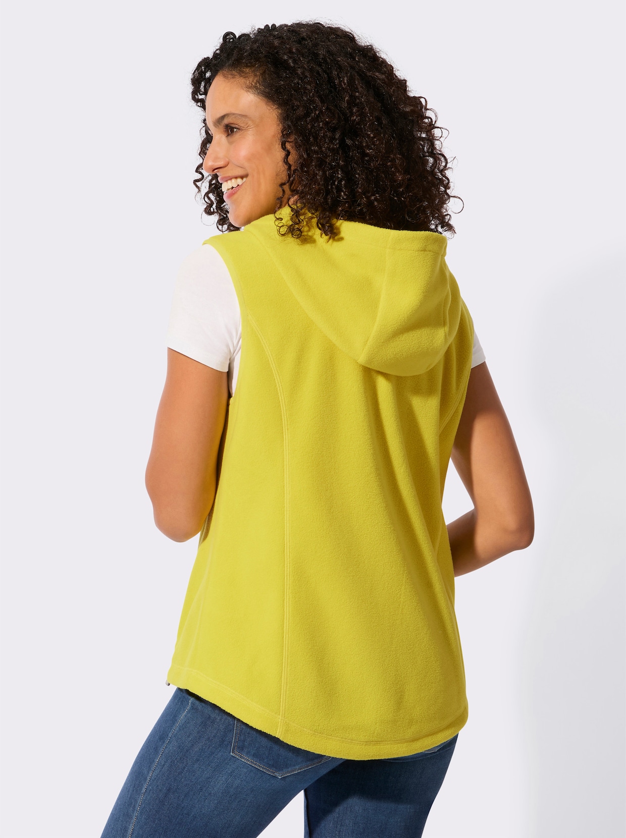 Fleeceweste mit Kapuze - limone