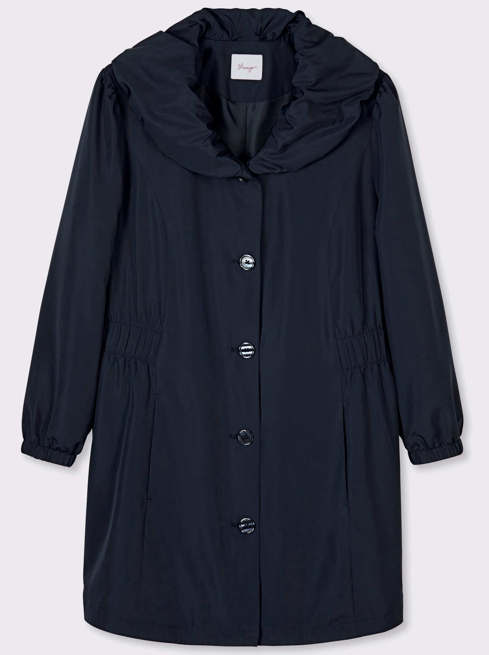 sheego Jacke mit voluminösem Kragen - tiefblau