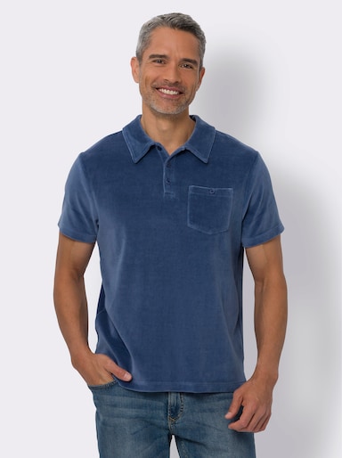 Poloshirt in Nicki-Qualität - jeansblau