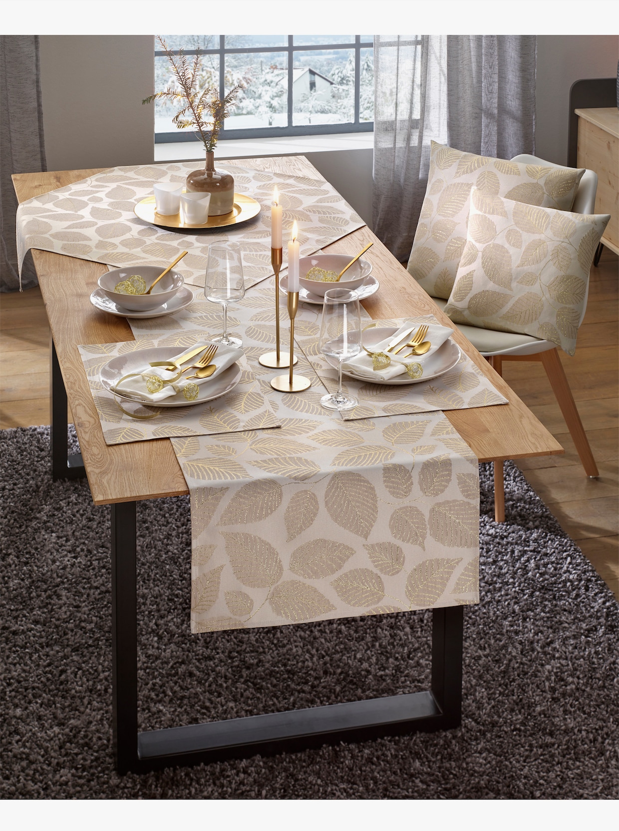 Tischdecke - weiß-beige