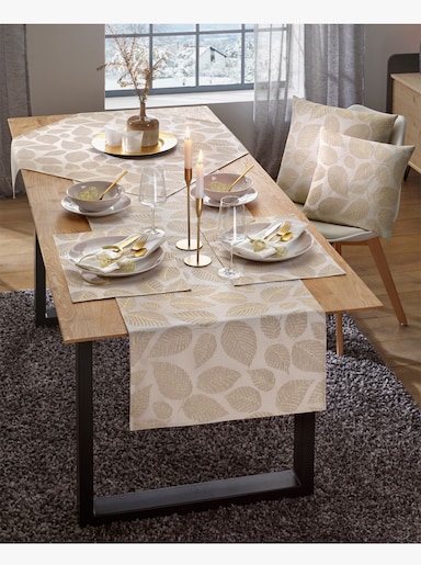 Tischdecke - weiß-beige