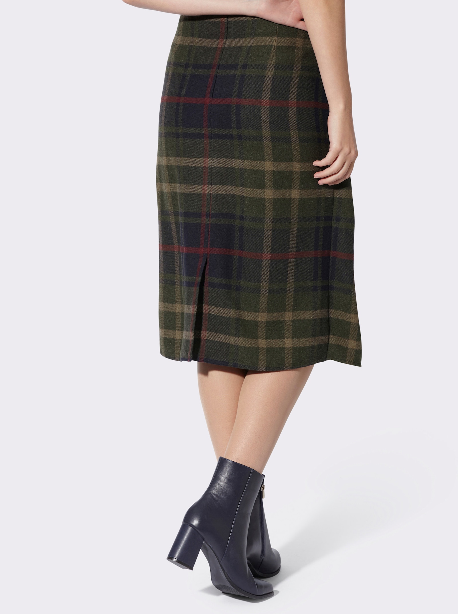 heine Karorock in Wickel-Optik - moos-marine-kariert