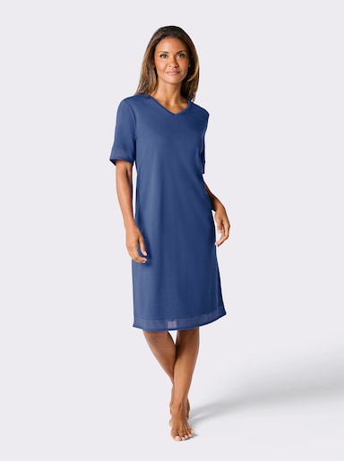 wäschepur Kurzarm-Sleepshirt mit Mesh-Einsätzen - royalblau