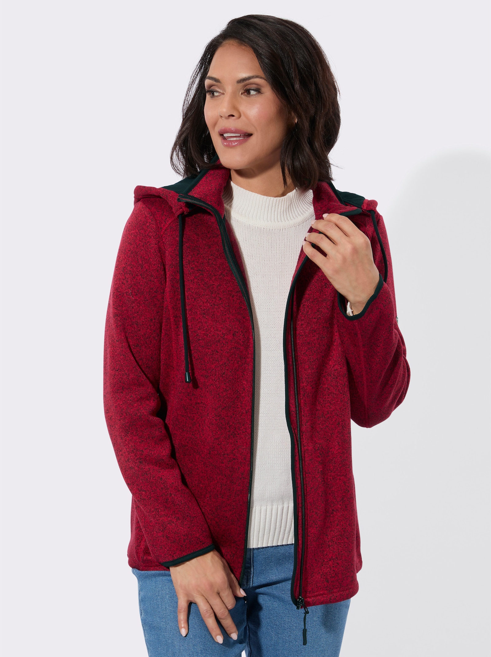 Fleecejacke mit Antipilling-Ausrüstung - rot-meliert