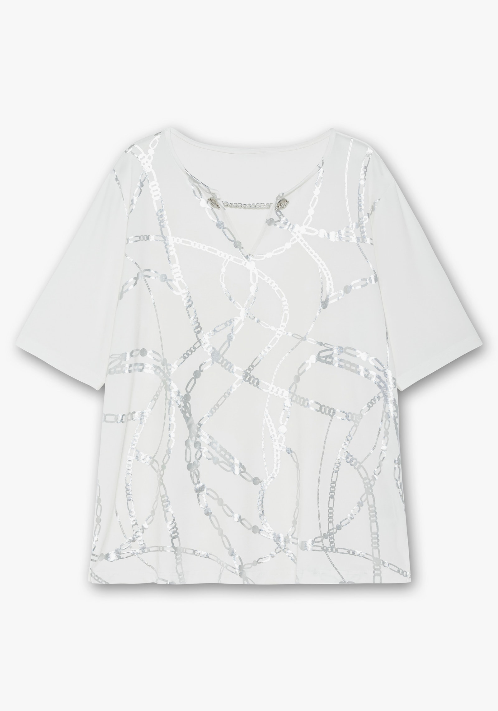Print-Shirt mit Seitenschlitzen - ecru