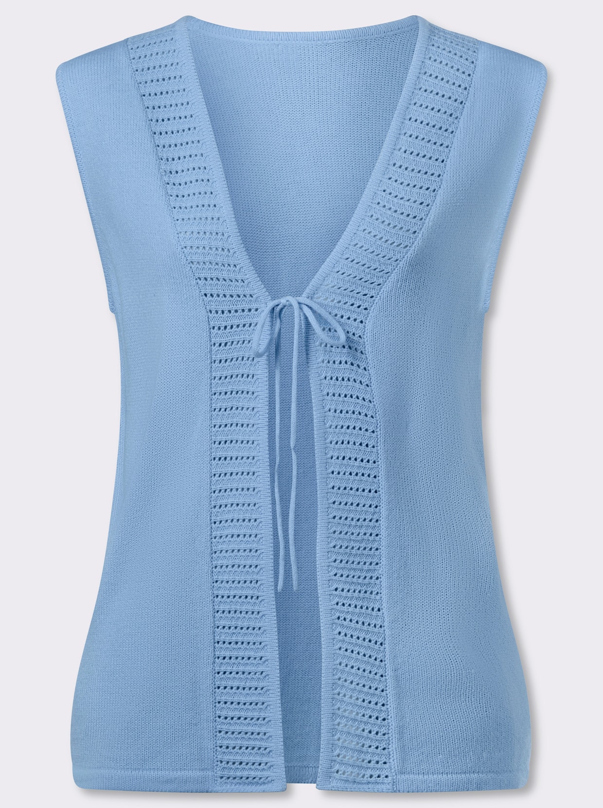 Mouwloos vest met ajourpatroon voor - ijsblauw