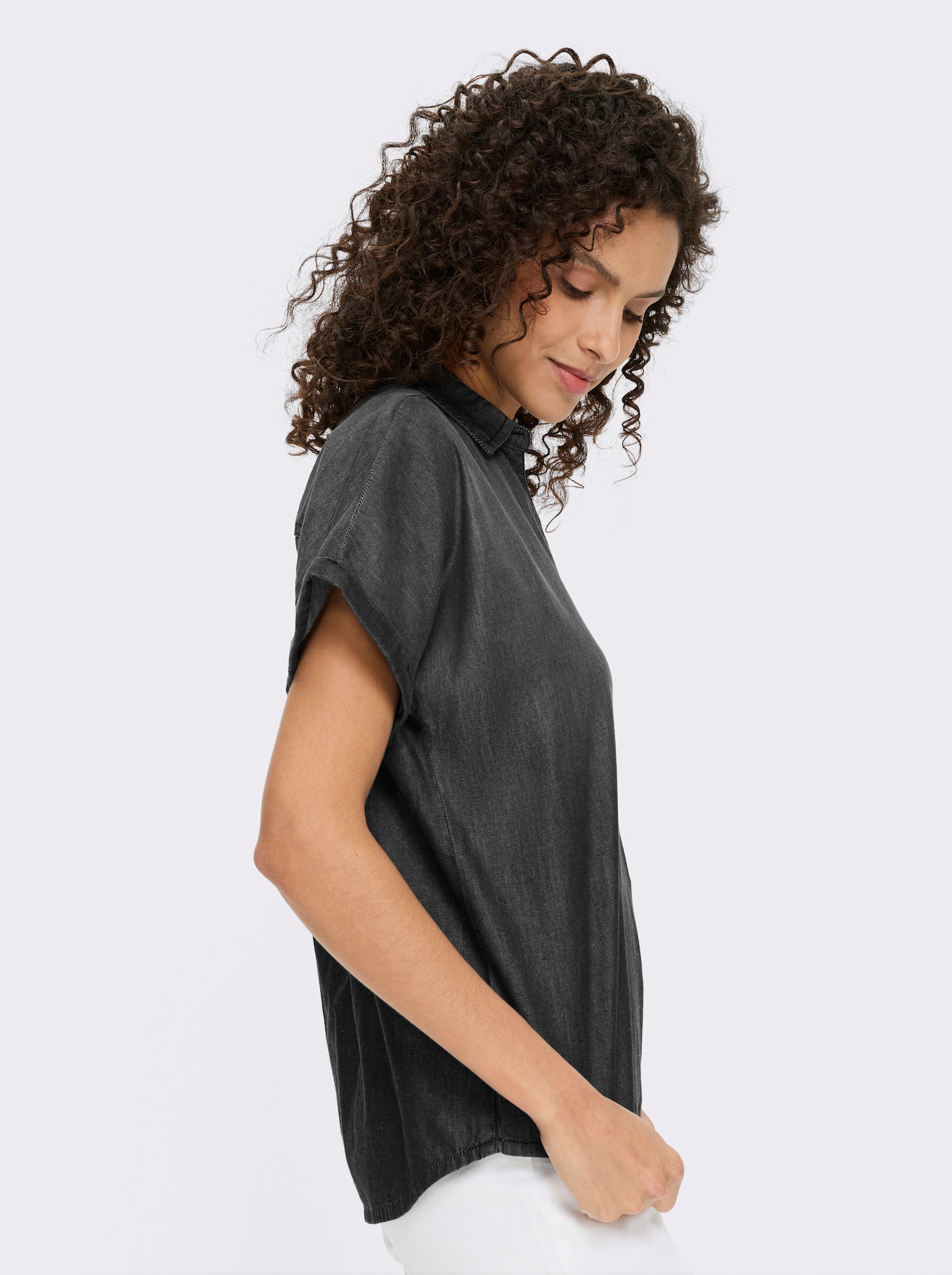 heine Jeansbluse mit Rückenfalte - black denim