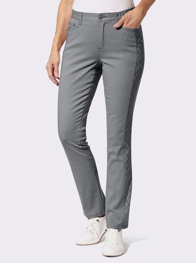 5-Pocket-Jeans mit Rauten-Steppung - light grey-denim