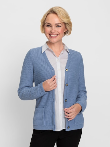 Strickjacke mit V-Ausschnitt - bleu
