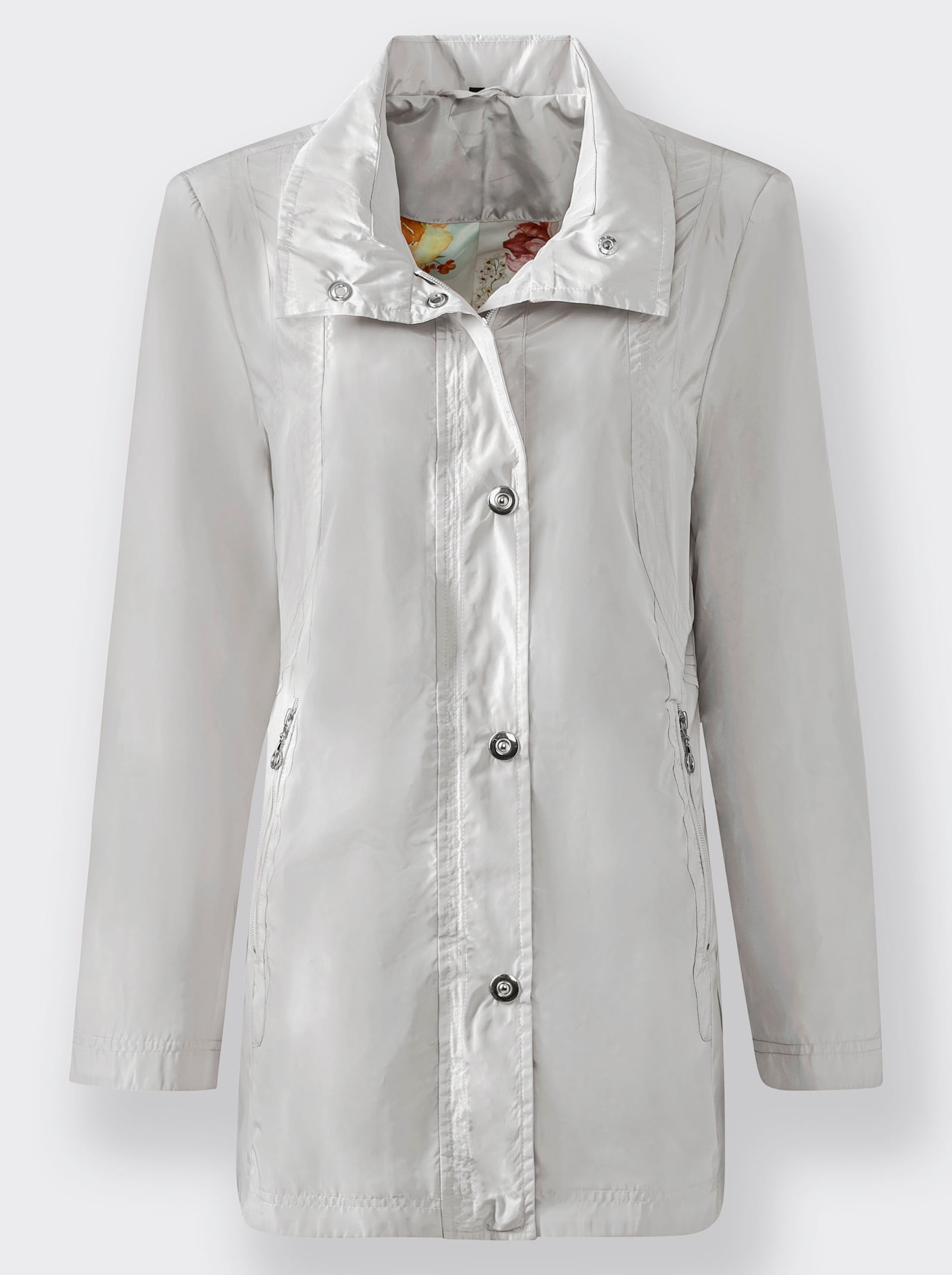 Übergangsjacke mit Schal - hellgrau