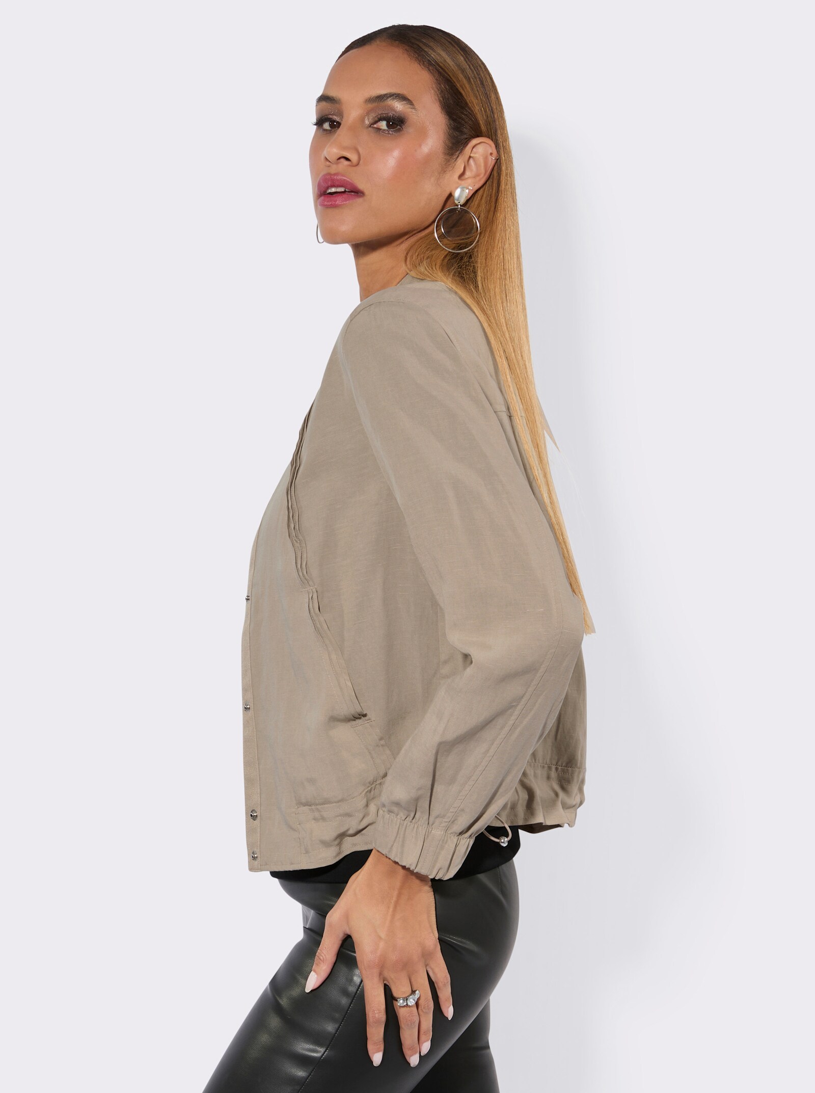 Blouson mit Biesenverzierung - sesam