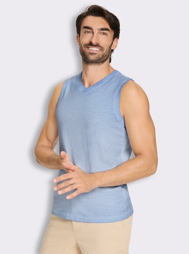 V-Shirt ärmellos, aus Baumwolle - himmelblau