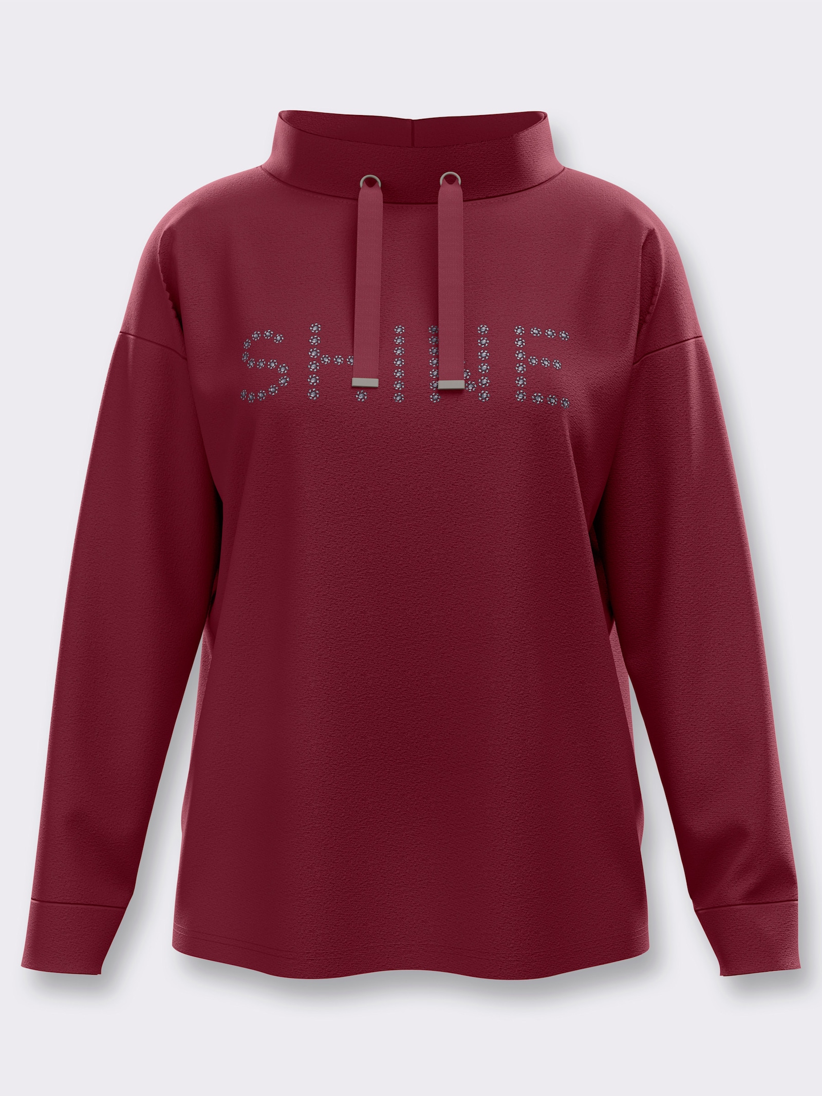 heine Sweatshirt mit Nieten-Schriftzug - dunkelrot