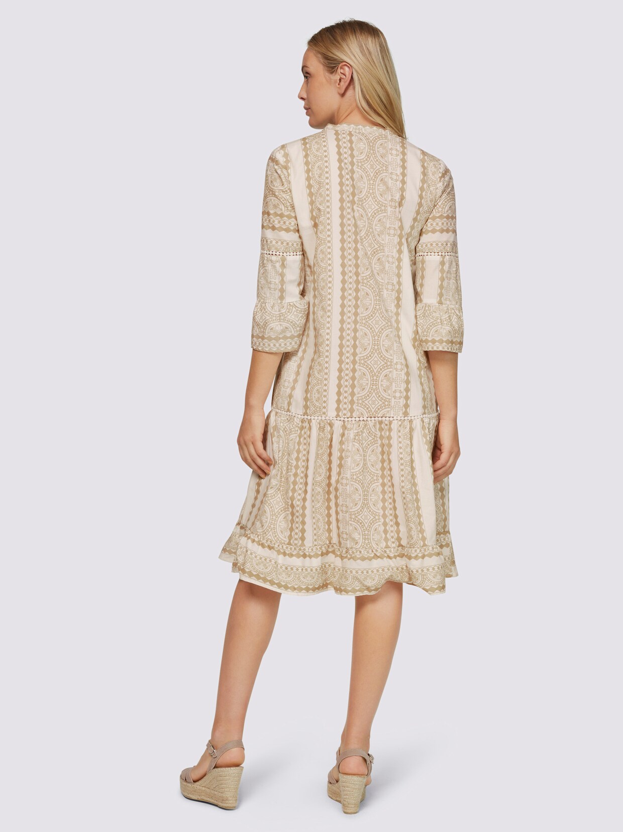 heine Druck-Kleid - beige-ecru-bedruckt