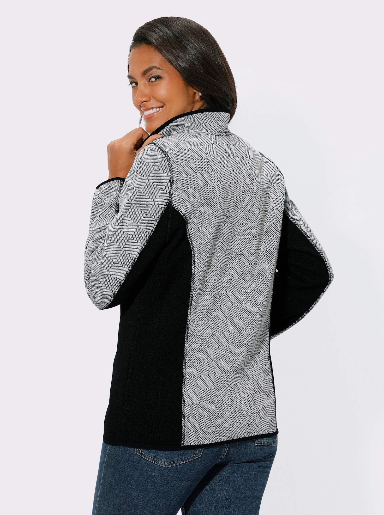 Catamaran Sports Strickfleecejacke mit Kontrasteinsätzen - anthrazit-weiß