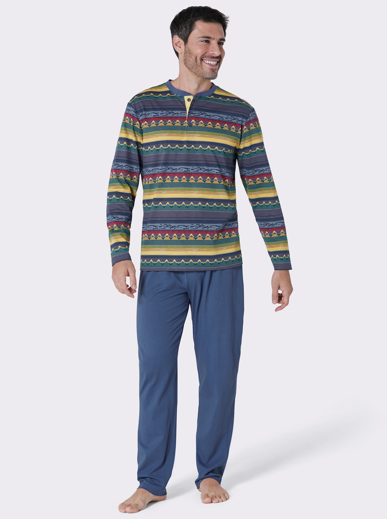 wäschepur men Schlafanzüge - gelb + jeansblau