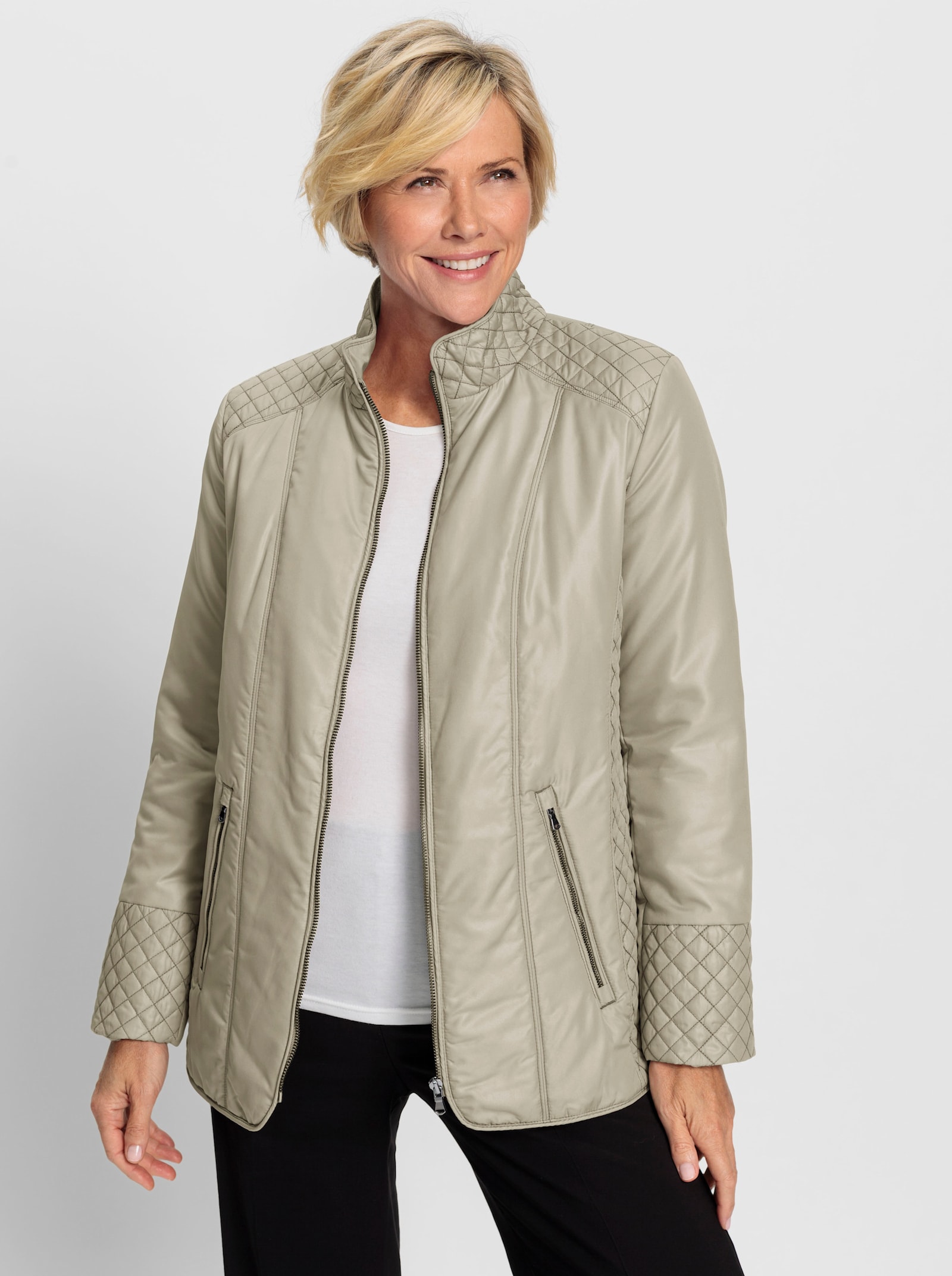 Steppjacke mit Teilungsnähten - schlamm