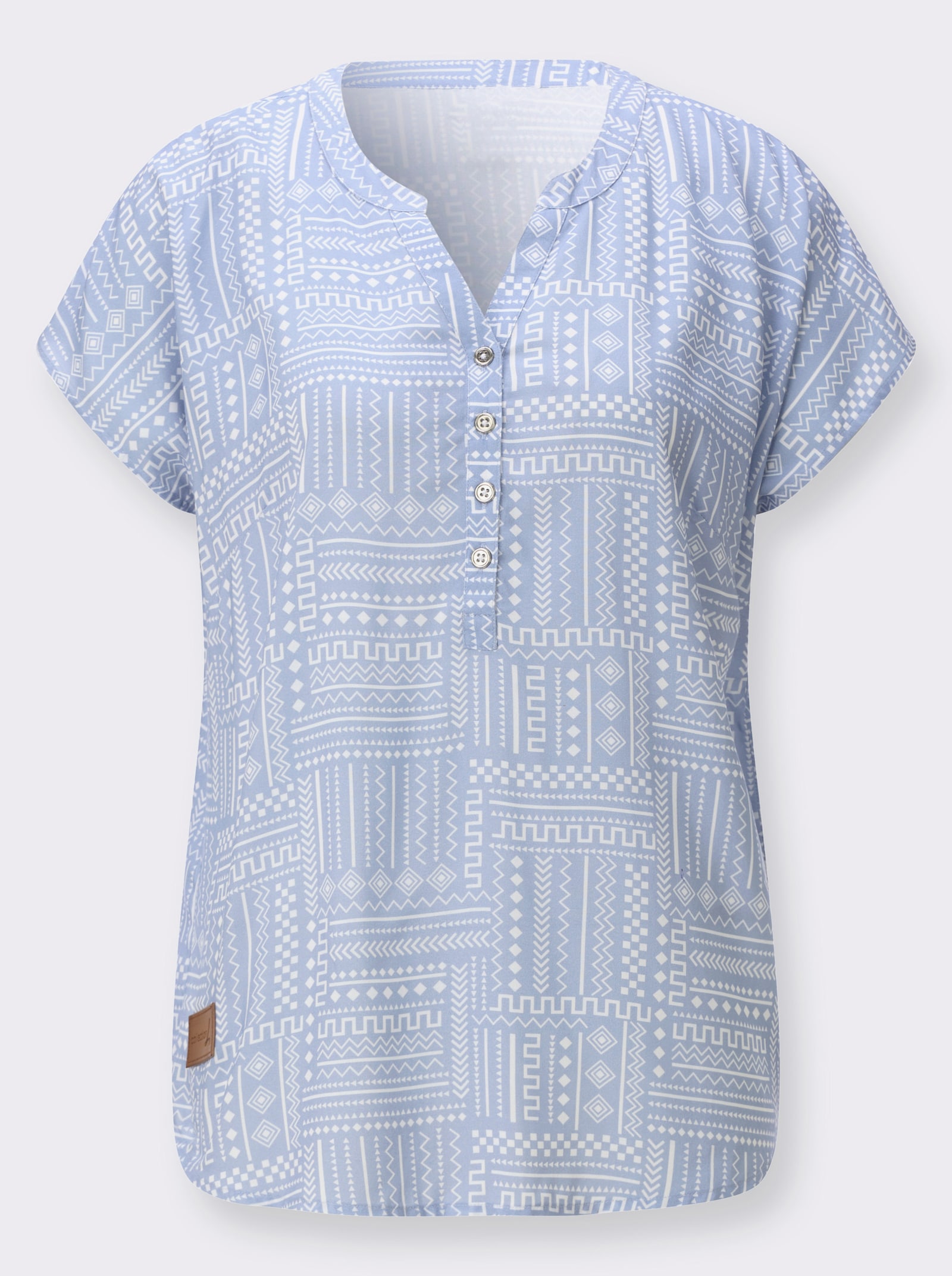 Druckbluse aus reiner Viskose - bleu-ecru-gemustert