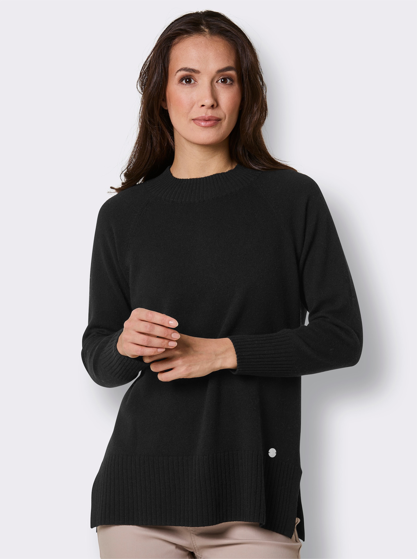 CREATION L PREMIUM Stehkragenpullover - schwarz