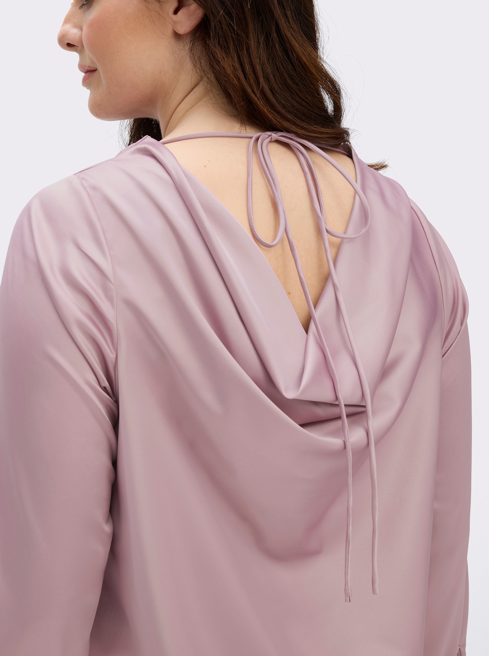 sheego Tunika mit Wasserfall-Ausschnitt - mauve