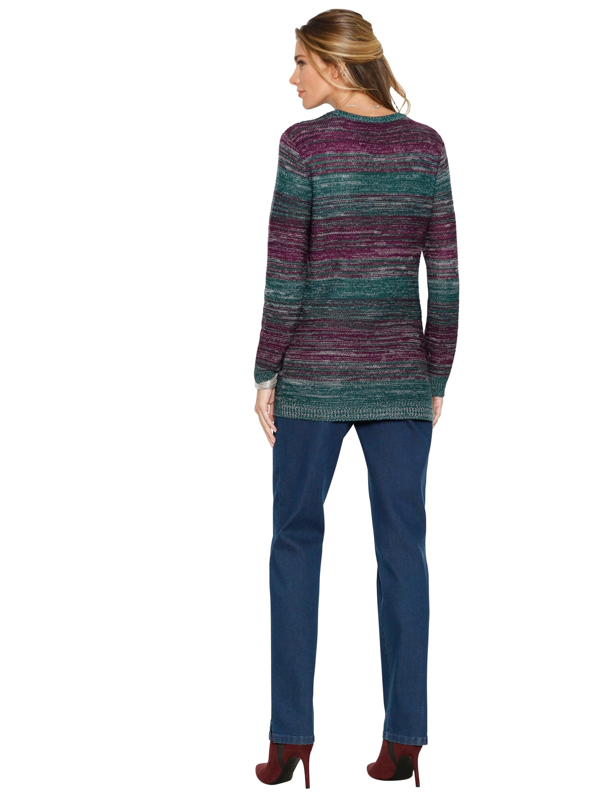 Longpullover - aubergine-meliert